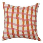 Coral Pink Gingham Cushion