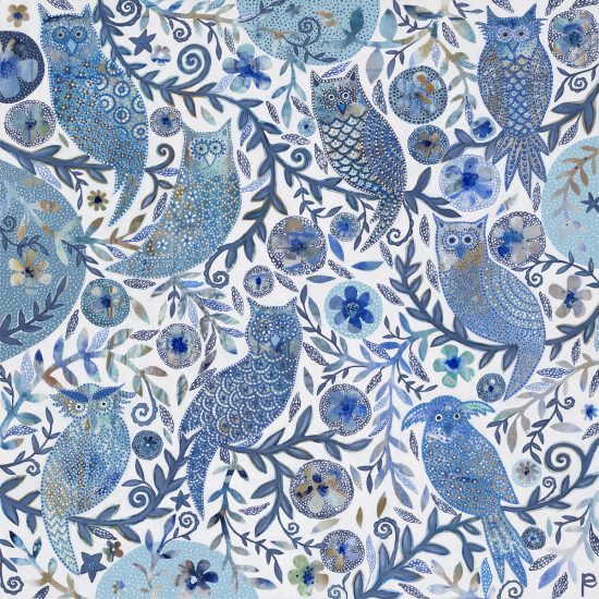 Eliza Piro - Blue Owls - Large Framed print