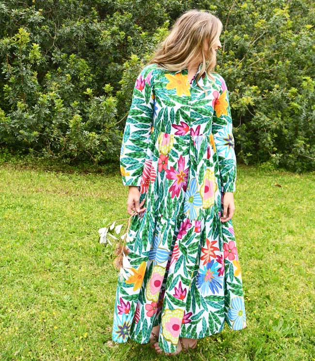 Glam Green Leaf Floral Dress - Eliza Piro